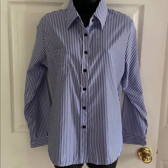 Eunice Lai Tops - Eunice Lai blue & white striped shirt, XL, NWT.
